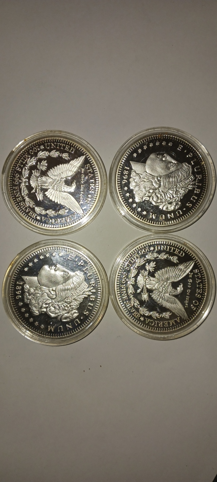 FOUR US SILVER ROUNDS /1896 MORGANS/ SILVER ROUNDS/ CERTIFIED / fr sh - $49.99