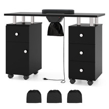 Manicure Table Nail Desk with Electric Dust Collector and 3 Dust Bags-Black - Co - €230,28 EUR