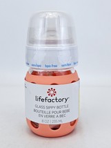 Lifefactory Glass Sippy Bottle Coral Pink Silicone Sleeve 8 Oz Wide Neck... - £23.36 GBP