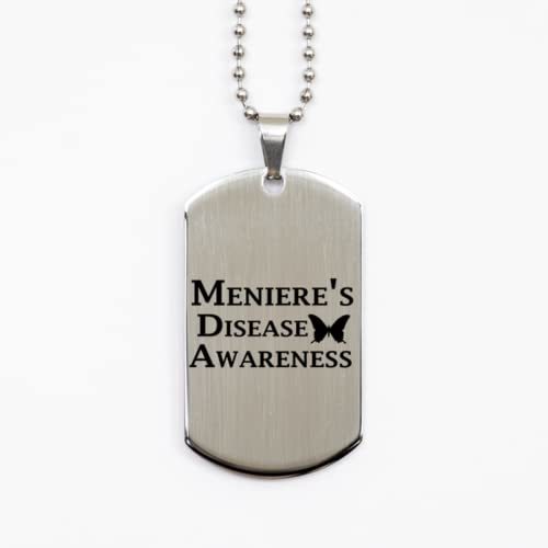 Motivational Meniere&#39;s Disease Silver Dog Tag, Meniere&#39;s Disease Awarene... - $19.55