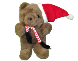 10&quot; VINTAGE FUN WORLD TEDDY BEAR SANTA CLAUS PLUSH STUFFED CHRISTMAS ANI... - $13.50