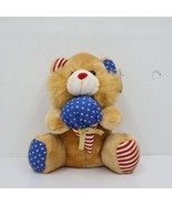 Patriotic Teddy Bear Holding Ice Cream Cone Stars and Stripes Fluffy Toy... - £11.79 GBP