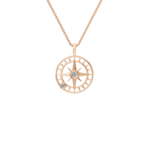 14K Solid Gold Compass Necklace, North Star Necklace, Travel Necklace - £756.73 GBP+