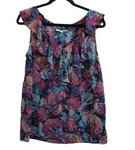 Anthropologie MOULINETTE SOEURS Womens Blouse Top Floral Silk Ruffle Size 8 - £12.00 GBP