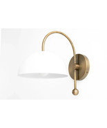 Italian Mid Century White Dome Sconce Antique Brass Lamp Stilnovo Wall L... - $143.55