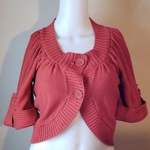 Elle Burnt Orange Shrug Cropped Cardigan Sweater Tabbed Sleeves XS New - £23.35 GBP