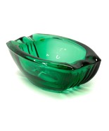 Art Glass Forest Green Rectangular Ashtray Bowl Thick Glass 6&quot; Vintage - $20.76