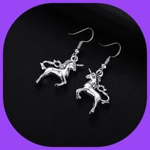 Beautiful 3 D Unicorn Dangle Earrings Full Unicorn  - $5.00