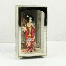 Vintage Japanese Geisha Doll Kimono in Sealed Plastic Case Made in Japan 5.5&quot; - £15.17 GBP