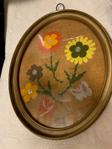 Vintage Flower felt needlework framed wall art - $20.28