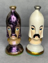 Duncan Chess Mold Ceramic Painted Pawn Set of 2 Purple Metallic White  1... - $27.44