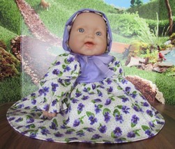 baby doll clothes 3 piece purple pansy  14-16" berenguer/american bitty baby - $22.68
