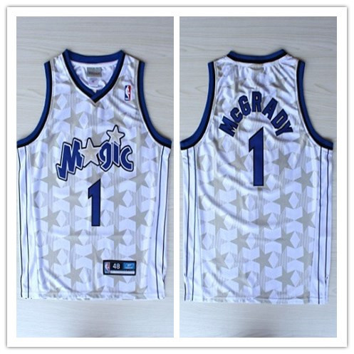 NEW Tracy McGrady #1 Orlando Magic Basketball Stitched Jersey White Stars S-XXL - $29.99