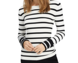THEORY Womens Long Sleeve Top Striped Crewneck Po White Black Size P H11... - $73.40