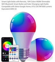 Smart Light Bulbs with Remote, 16M Colors RGBW Dimmable WiFi Bluetooth S... - $24.63