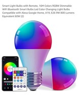 Smart Light Bulbs with Remote, 16M Colors RGBW Dimmable WiFi Bluetooth S... - $24.63