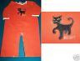 Baby Size 12-18 Months Old Navy Orange Halloween Black Cat Romper One-Piece EUC - £9.65 GBP