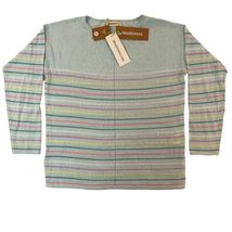 Woolovers Lightweight Stripe Jumper Aqua Linen Cotton Blend XS NWT - $25.00