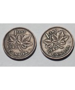 Two 1942 Canada George VI 1 Cent Standard Circulation Bronze Coins - €1,65 EUR