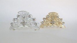 Gold or silver clear or ab crystal metal hair claw clip jaw clip - £7.92 GBP
