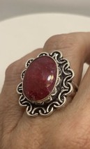 Vintage Raw Ruby Cocktail Silver Ring - £74.94 GBP