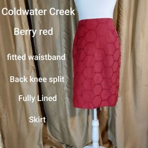 coldwater creek Berry Red Fitted Waistband Back Knee Split Skirt Size 14 - £12.82 GBP