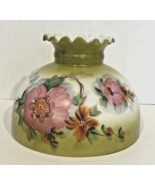 Beautiful Hand Painted GWTW Floral Hurricane Glass Lamp Shade Ruffled - $908.97 MXN