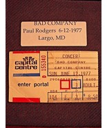 1977 BAD COMPANY TICKET STUB-Largo, Md-JUNE 12, 1977-Paul Rodgers era - $758.18 MXN