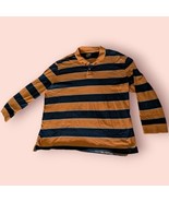Foundry Supply Co Shirt Long Sleeve Polo Blue Orange Gray Stripe Cotton ... - $173.74 MXN