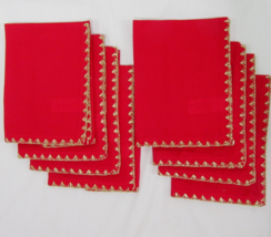 Luxe Habitat Red Gold Embroidery Stitched 8-PC Dinner Napkin Set - $38.00