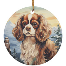Cute Cavalier King Dog Christmas Winter Vintage Ornament Ceramic Gift Tree Decor - £11.83 GBP
