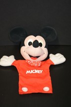 Vintage Playskool Walt Disney Mickey Mouse Plush Hand Puppet 13&quot; Red Bow Tie - £21.60 GBP
