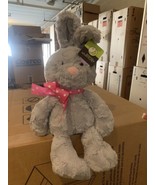 Animal Adventure Super Soft Plush Gray Rabbit with Pink Polkadot Bow 20 ... - £35.52 GBP