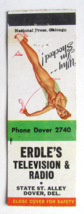 Erdle&#39;s Television &amp; Radio  Dover, Delaware 20 Strike Matchbook Cover Pinup Girl - £1.58 GBP