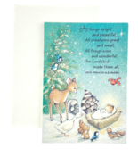 Hallmark Crown Christmas Card Lot of 8 Baby Jesus Forest Animals PX 171-5 - $20.10 CAD