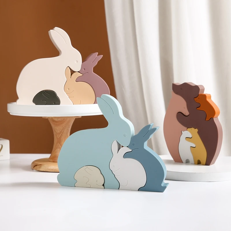 Rabbit Silicone Blocks Baby Montessori Educational Toys for Children Creative - £13.19 GBP