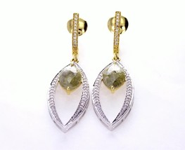 4.82 TCW Rose Marquise Diamond Drop Earrings 14K White Gold Fancy Grayish Green - £1,861.15 GBP