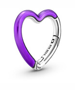 Sterling Silver ME Bright Purple Styling Heart Connector Charm 791973C01 - $8.60