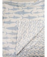 Lila &amp; Jack Baby Blanket Sharks waves Blue White Reversible Stripe soft ... - $663.24 MXN