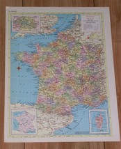 1953 Vintage Map Of France Paris / Verso Belgium Netherlands Holland - £12.08 GBP