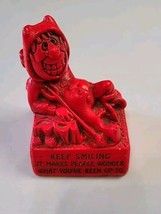 Vtg 1966 Paula Red Devil Statue Humorous Gift &quot;Keep Smiling&quot; Makes Peopl... - £15.16 GBP