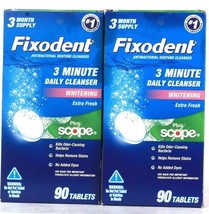 2 Ct Fixodent 3 Minute Daily Denture Cleanser Whitening Plus Scope 90 Ta... - £20.47 GBP