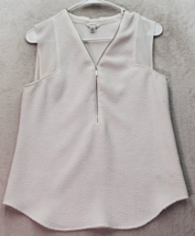Calvin Klein Tank Top Womens Size XS White Polyester Sleeveless V Neck Half Zip - £16.24 GBP
