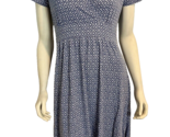 L.L. Bean Blue and White Geometric Print Short Sleeve Faux Wrap Dress Si... - $35.14