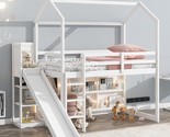 Merax Twin Size House Loft Bed with Slide and Storage Shelves, Wood Loft... - $828.99