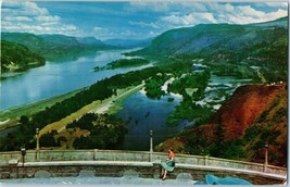 Across the Columbia River Crown Point Vista House Oregon Postcard 1958 - £4.12 GBP