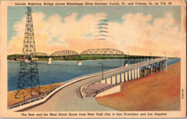 Postcard Iowa Clinton IA Lincoln Highway Bridge Highway 30  PM 1939 (B12) - £4.57 GBP