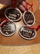 Chocolate Lovers Ceramic Ornaments Set 4 I’m Dreaming Of A Chocolate Christmas A - £7.89 GBP