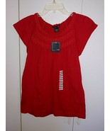 RXB LADIES  &quot;RED ROSE&quot; CRINKLE KNIT PULLOVER TOP-S-CAP SLEEVE-NWT-$48-CU... - $19.09 CAD