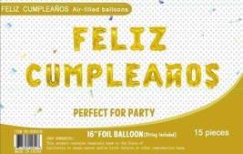 16&quot; Gold Yellow Foil Balloons Feliz Cumpleaños Banner Decoration Event Party - £12.99 GBP